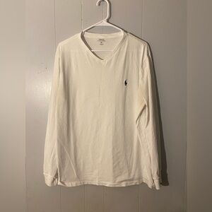 Long sleeve white polo Ralph Lauren shirt
